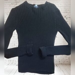 J.Crew Ribbed Knit Black Pullover Sweater | Minimalist Classic Fit | Size Sm/med